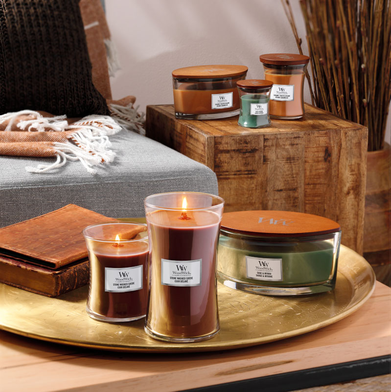 Doftljus WoodWick Stone Washed Suede