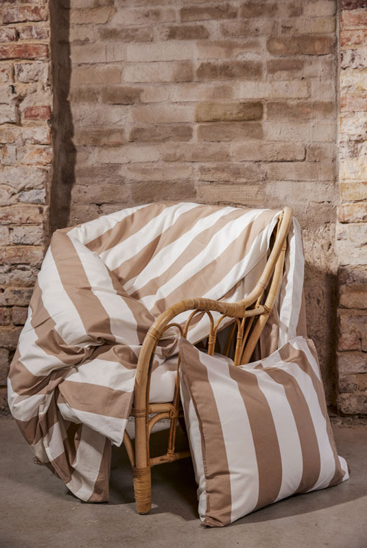 Vintage Stripe Påslakanset Beige/Vit