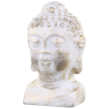 Buddha Huvud Nöjd Creme/Antik Mässing