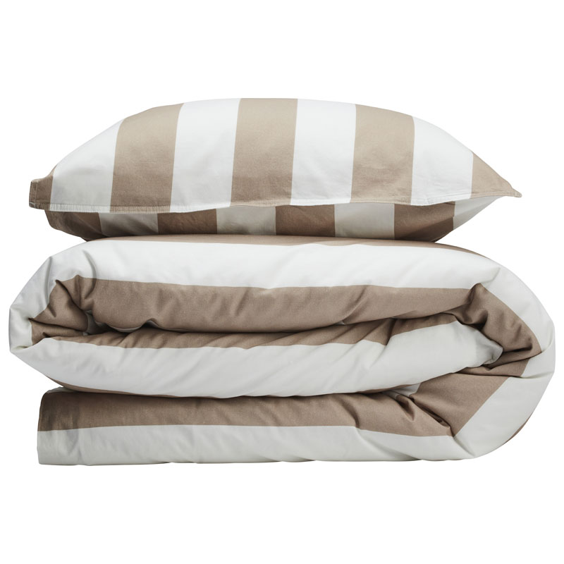 Vintage Stripe Påslakanset Beige/Vit